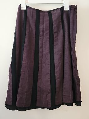 Vintage 2006 Old Navy Purple and Black Vertical Panel A-Line Skirt Size 16